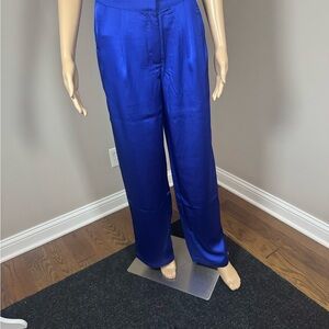 AKIRA Royal Blue Satin Wide Leg Pants S NWT High Waist Dressy Trousers